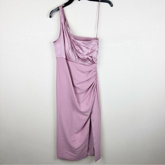 Cinq A Sept Pink Silk One Shoulder Trenton Midi Slit Dress Size 4 - Picture 2 of 9